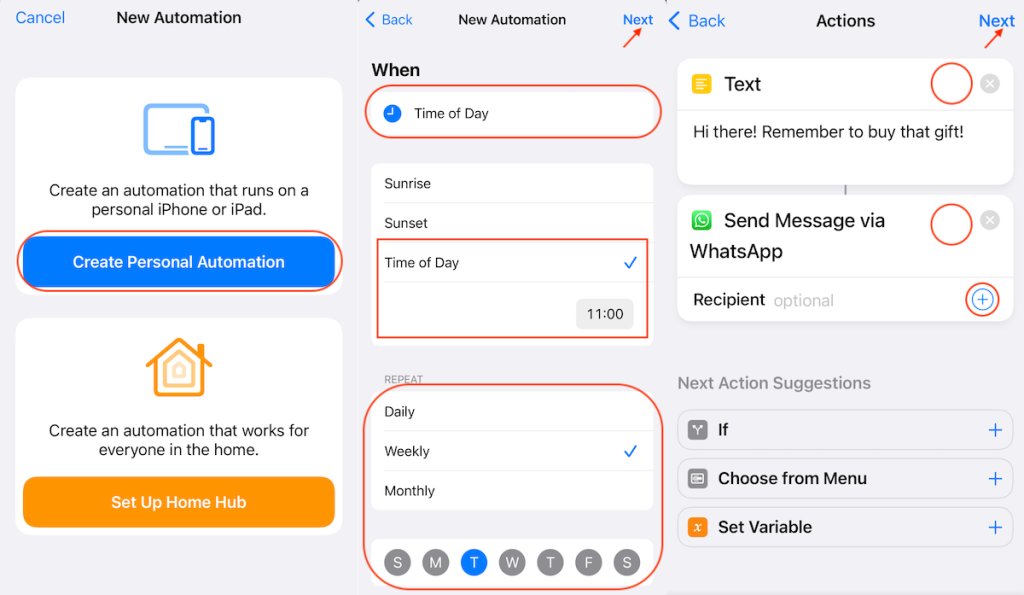 timing message whatsApp automator